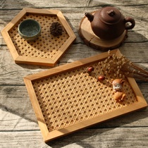 Vine Woven Real Wood Tabletop Debris cosmetic Cosmetic Jewelry Containing Trays Chinese Retro Containing box Photographed Props