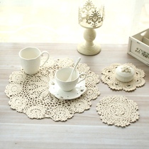 Eurostyle Lace Cup Mats Handmade Cotton Thread Woven Thermal Insulation Mat Photo Props Background Table Mat Bowl Cushion Round Dining Mat