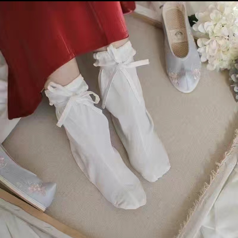 Original Cloud Socks, Hanfu Socks, White Washed Cotton Ancient Socks, Traditional Costume Shoes and Socks, Short Socks, Long Socks, Sleep Socks