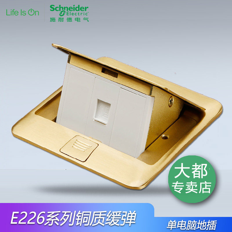 Schneider E226 pop-up ground plug with damping slow-slingshot copper computer to plug in five types of Internet-plugging gold