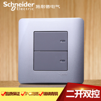 Schneider tap series silver gray switch socket dual open dual dual dual dual control switch E8432 2 SA