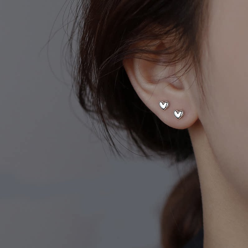 Pure silver earnailwoman loving earrings niche design sleeping without a small sweet and beautiful student tide ear