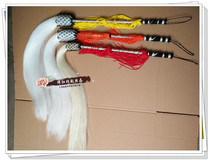 Eunuchs dusting imitation ponytail wooden handle real ponytail martial arts drama Taoist stage performance props supplies