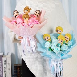 Creative and practical Princess Elsa doll doll immortal flower bouquet for little girl children kindergarten birthday gift