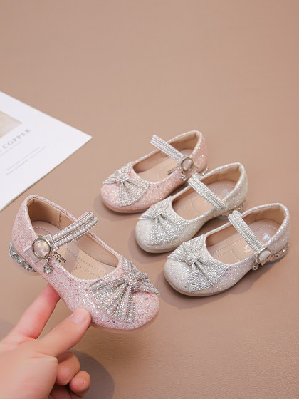 女童公主鞋2025新款春秋软底真皮儿童皮鞋演出配礼服闪亮女孩单鞋