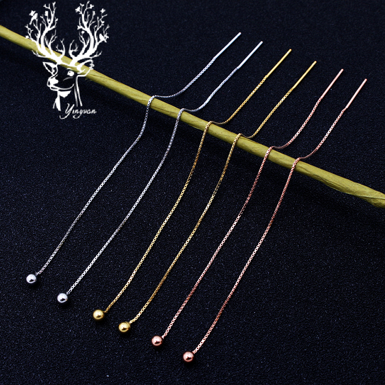 S925 Sterling Silver Box Chain Earrings DIY Earrings Emerald Amber Earrings Accessories 0 65MM Beanie Earrings with Needle