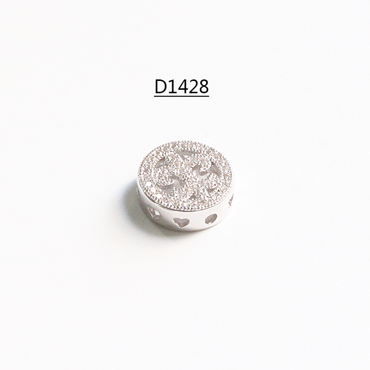 Mặt dây chuyền đục lỗ đa năng S925 sterling bạc mạ vàng trắng DIY phụ kiện micro-dát zircon mặt dây chuyền và chân chuỗi vòng cổ - Vòng chân lắc chân nữ titan