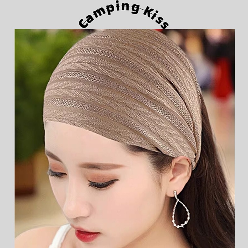 French Camping Kiss Wide-Brimmed Thin Headband for Women, Suitable for Outdoor Sports, Covers White Hair, Headwear, Headscarf, Hairband