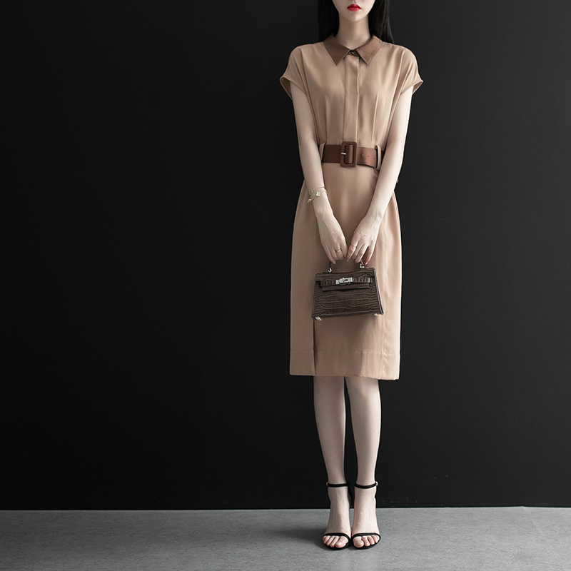 Canary Kiss Karki Chiffon Dress 2021 Spring Collection Tight-waisted Slit Skirt