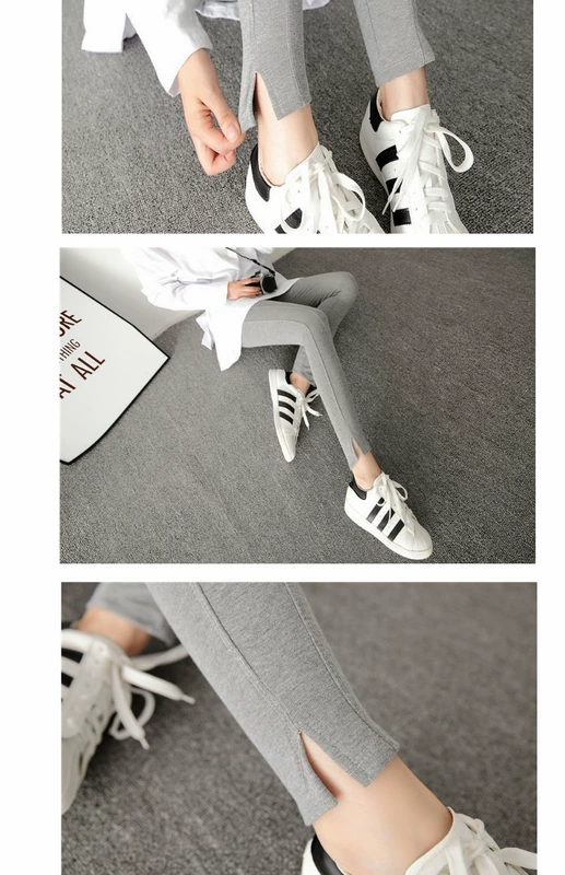 Phiên bản Hàn Quốc của quần legging cotton xuân hè 2019 co giãn Quần skinny bút chì mỏng mặc quần nĩa chia đôi chân - Khởi động cắt