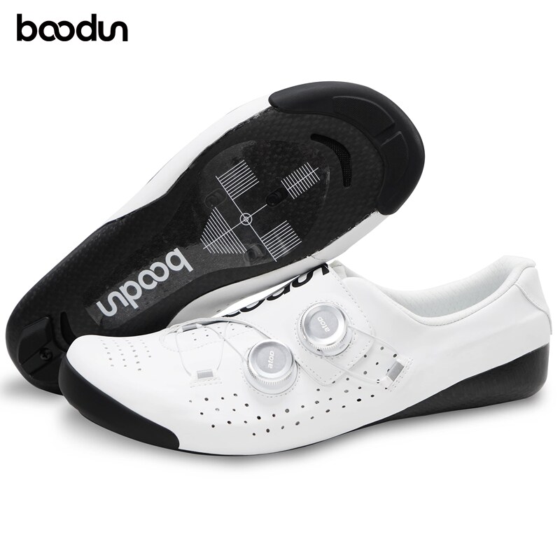 Boodun Cycling Lock Shoes, Road Bike Lock Shoes, Dual Knob, Thermoplastic Wide Version, Carbon Fiber Professional Equipment
