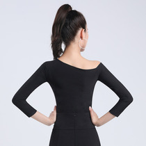 Summer Morden Dance Exercises With Diagonal Shoulders Waltz Conjoined Dancing Blouses Female Latin Dance Clothing Ballroom Dancing Costumes