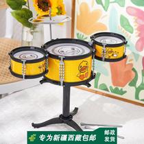 Xinjiang Tibetan Little Yellow Duck Superman Drum Jazz Baby Childrens Toy Practice Simulation Percussion Instrument