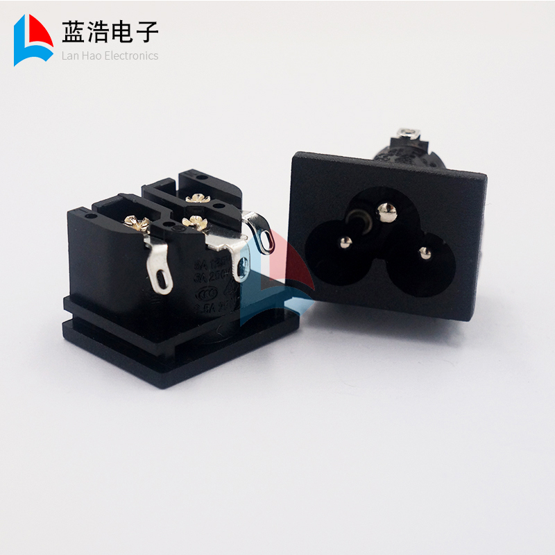 AC Power Socket Plum Socket Rice Mouse Plug Three Holes Card Socket 3 Foot Bend Foot With Safety Certification