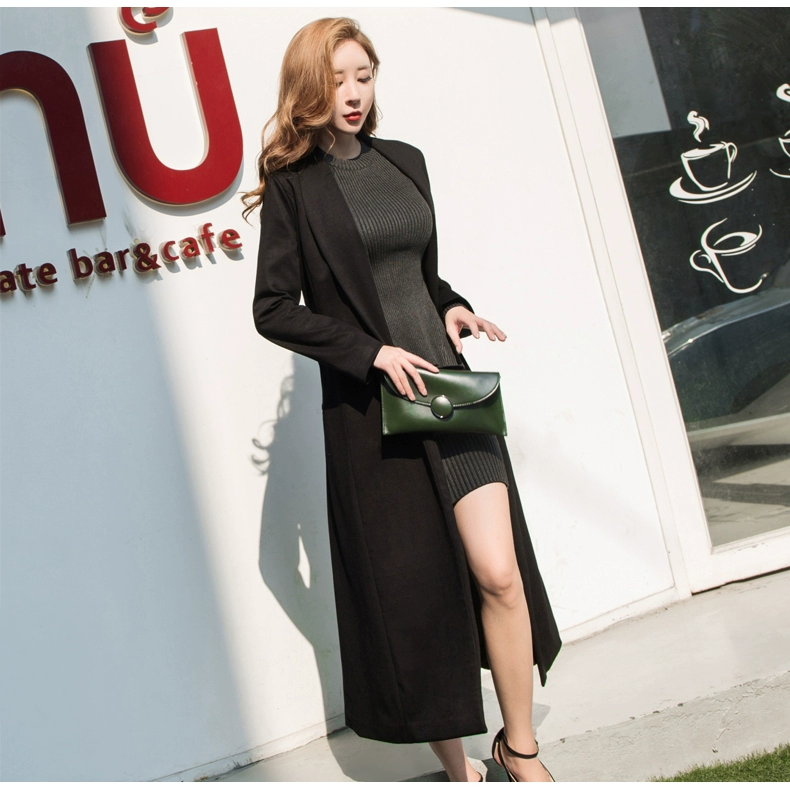 Áo gió dài nữ qua đầu gối dài phần 2019 mùa thu và mùa đông phiên bản mới của phụ nữ Hàn Quốc với áo khoác mùa xuân và áo khoác ngoài màu đen giản dị - Trench Coat shop đồ nữ