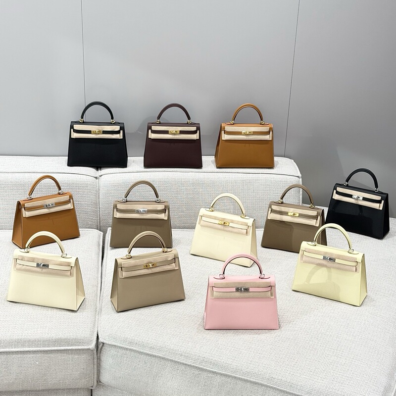 Semi-Handmade Kelly Bag Epsom Leather Mini First and Second Generation 25/28 Single Shoulder Crossbody Handbag Genuine Leather Women's Bag Semi-Handmade Kelly Bag Epsom Leather Mini First and Second Generation 25/28 Single Shoulder Crossbody Handbag Genuine Leather Women's Bag