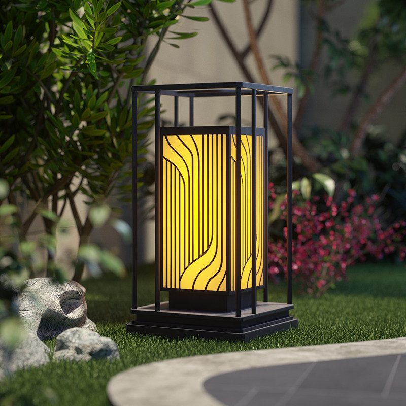 Outdoor waterproof lawn lights solar outer courtyard villa new Chinese style garden floor lights landscape wall doorpost head lights
