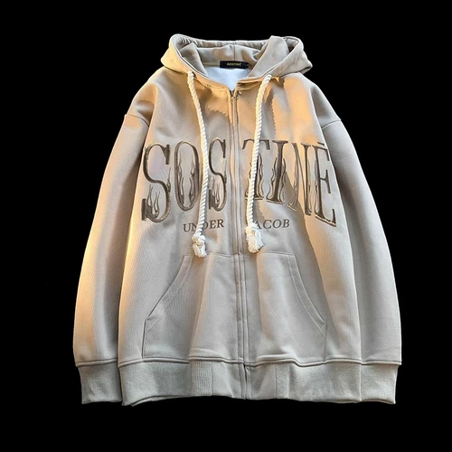 Осенний кардиган, толстовка с капюшоном, европейский стиль, в американском стиле