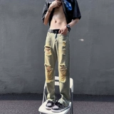 Tide, джинсы, летние штаны с молнией, европейский стиль, свободный прямой крой