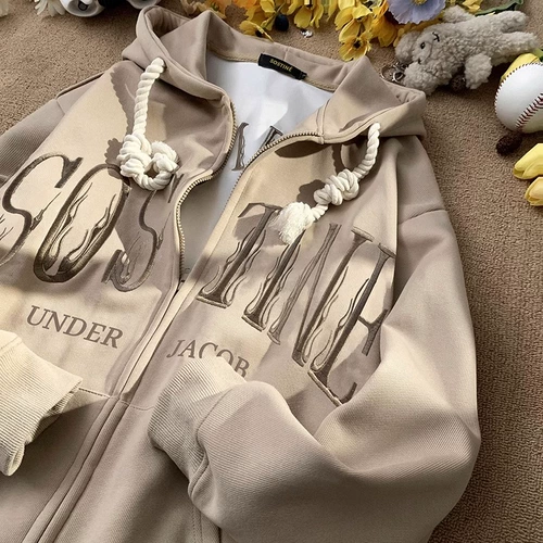 Осенний кардиган, толстовка с капюшоном, европейский стиль, в американском стиле