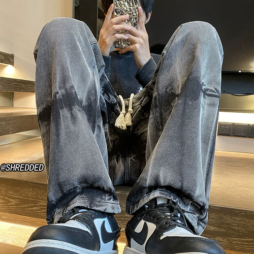 Tide, штаны, ретро джинсы, европейский стиль, в американском стиле, свободный прямой крой