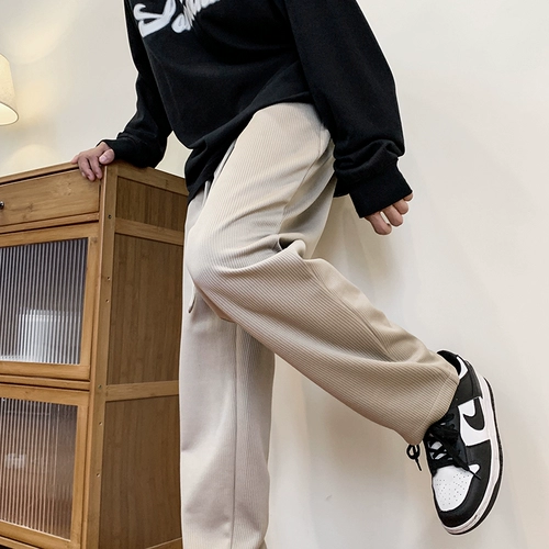 Дизайнерские штаны, изысканный стиль, оверсайз, тренд сезона, на шнурках, свободный прямой крой