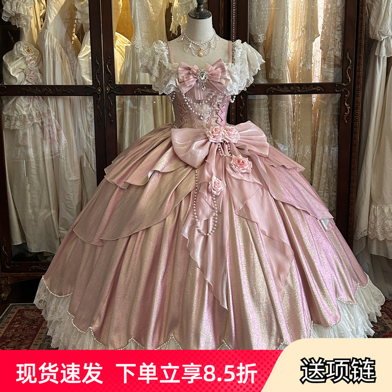 Lolita Princess Dress Wedding Lolita Evening Dress Women's High-End Light Luxury Pink Graduation Birthday Coming-Of-Age Ceremony Lolita Princess Dress Wedding Lolita Evening Dress Women's High-End Light Luxury Pink Graduation Birthday Coming-Of-Age Ceremony