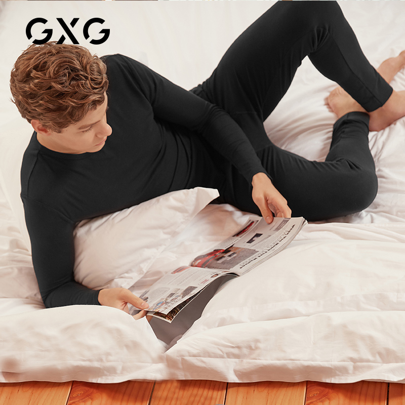 GXG mens nhiệt đồ lót bộ ấm thoải mái dày dày Đức nhung quần mùa thu tròn cổ áo mens thiết mùa đông.