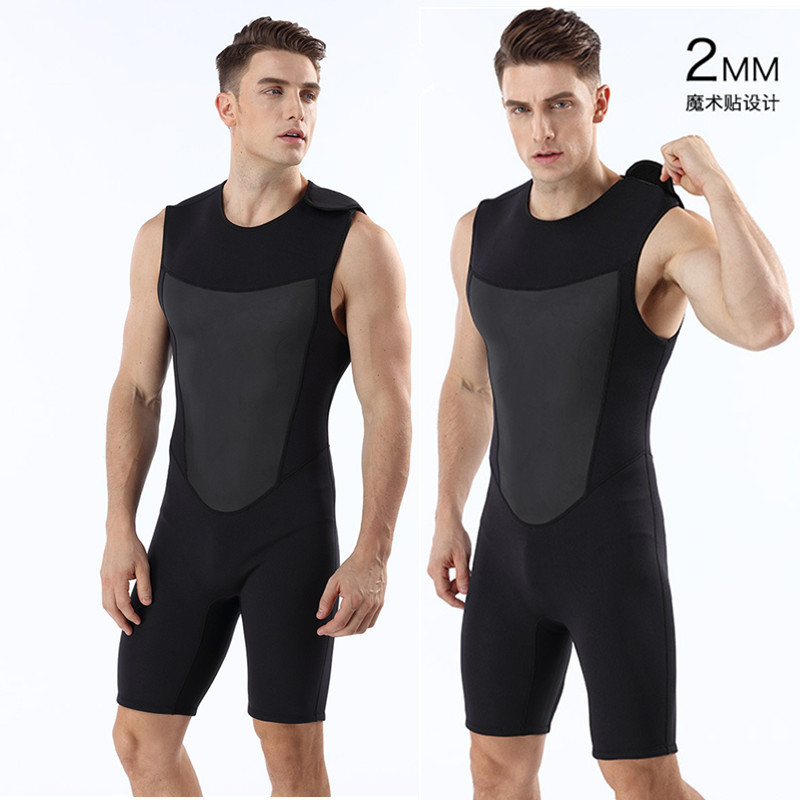 Sleeveless Diving Suit 2mm Neoprene Winter Swimming Vest Shorts One-Piece Wet Suit Men's Surfing Cold-Proof Swimsuit