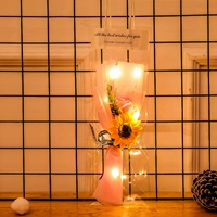 Подсолнух 1 роза + лампа + сумка розовая