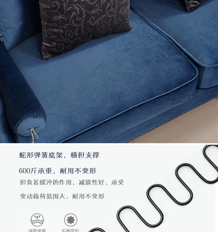 Sofa vải Mỹ 123 kết hợp kiểu Địa Trung Hải 2,8 mét 4 người ba người bốn người thẳng hàng căn hộ nhỏ - Ghế sô pha