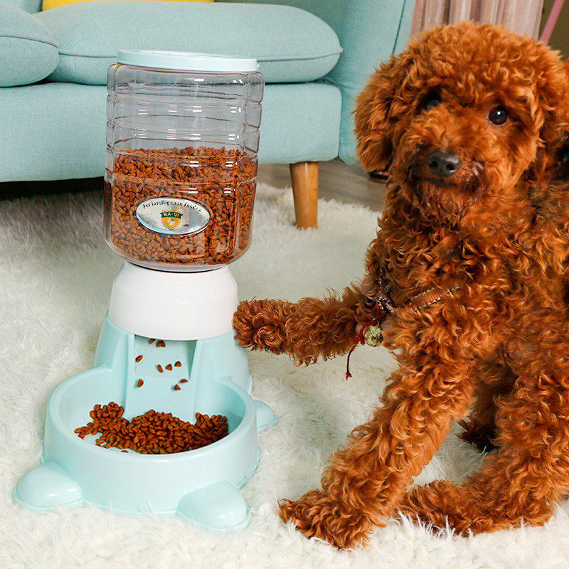 Pet automatic feeder dog food pressing quantitative intelligence feeding machine large, medium and small dog teddy grain basin