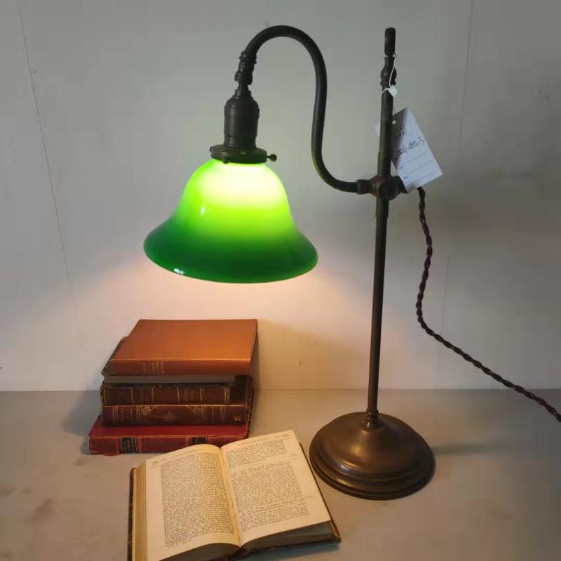 1930S Republic of China Old Shanghai Reading Desk Lamp Lighting Fixture Nostalgic Vintage Ornament Green Glass Lampshade