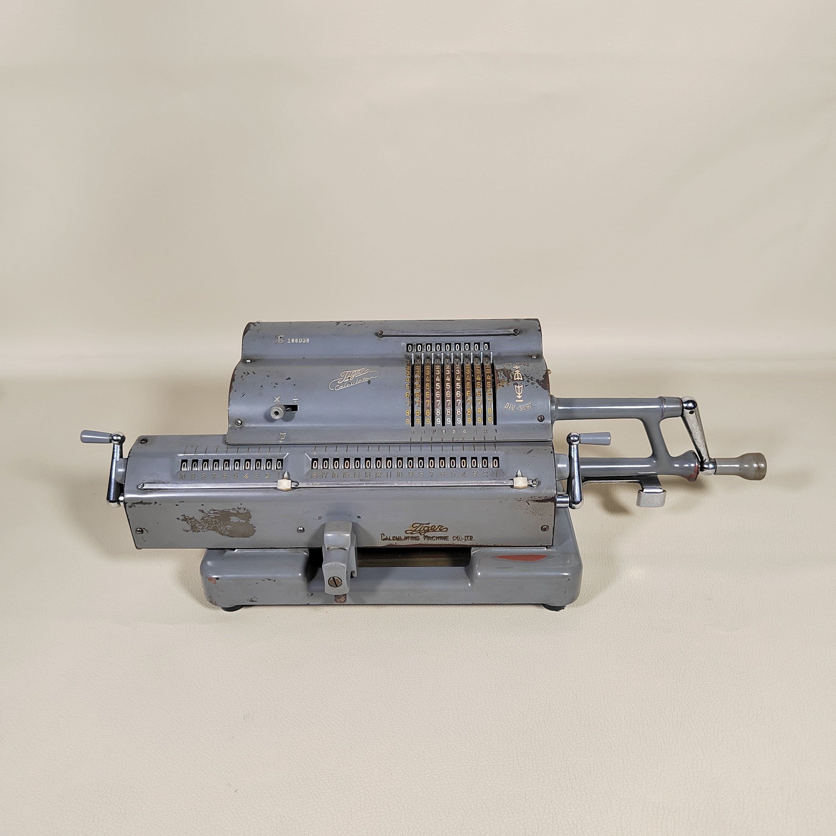 懷舊古董日本1960年代虎牌Tiger老式計算機機械手搖計算器功能ok-淘寶