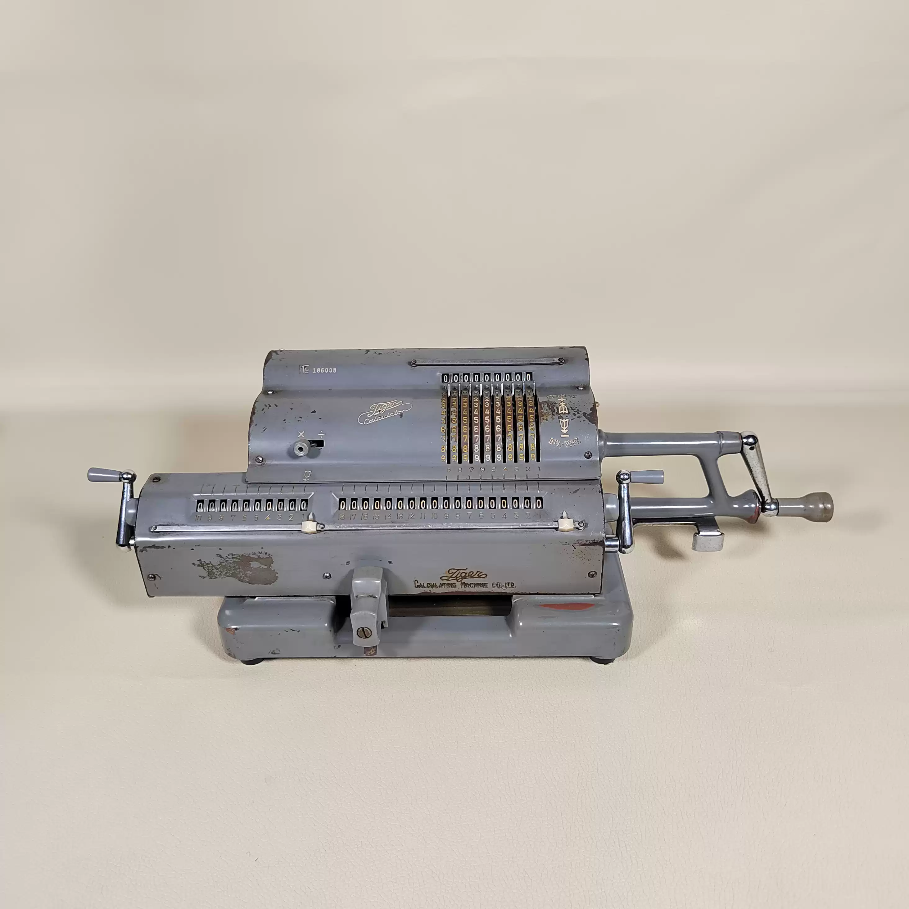 懷舊古董日本1960年代虎牌Tiger老式計算機機械手搖計算器功能ok-淘寶