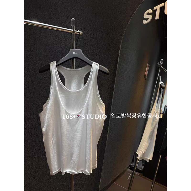 好好看的色系！夏新时尚辣妹假两件U领宽松显瘦百搭吊带背心上衣