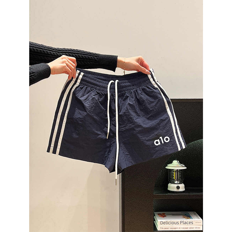 Guangzhou Thirteen Rows Women's Three-Stripe Letter Sports Shorts, Women's Summer New High-Waisted Slimming Casual Wide-Leg Shorts Hot Pants