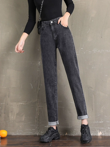 Осенние прямые свободные джинсы, штаны, коллекция 2023, высокая талия, свободный крой