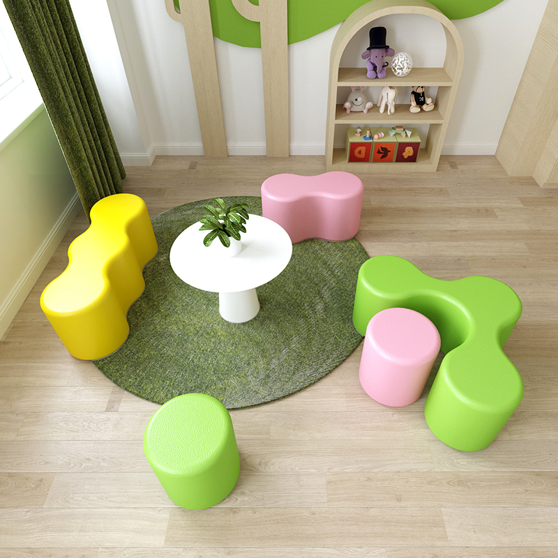 Qin Line Kindergarten Early Education Center Training Course Institutional Rest Area Children Alien Soft Package sofa Combined Puzzle Stool