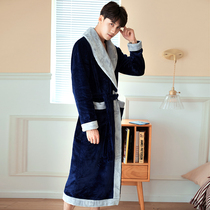 Mens autumn and winter padded velvet coral velvet pajamas mens flannel winter long winter new bathrobe