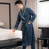 Pajamas female winter couple long plus velvet sexy autumn and winter coral velvet male Winter thickened new mens Robe Women