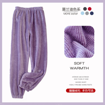 Pajama pants womens autumn and winter trousers coral velvet padded plus size warm pants flannel men Spring and Autumn home pants