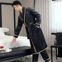 Mens bathrobe thickened plus velvet winter couple autumn long cute sexy autumn winter fat coral velvet pajamas women