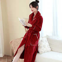 Dressing gown women winter coral velvet bathrobe 2021 New plus velvet padded bridal morning gown flannel pajamas home clothes