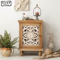 American Country Retro Entrance Carved Living Room Bedroom Small Side Cabinet Do Old B&B Bedside Cabinet Solid Wood Locker
