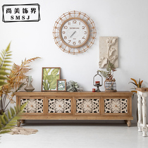 American retro carved TV cabinet high cabinet country house hotel living room creative log decorative cabinet combination
