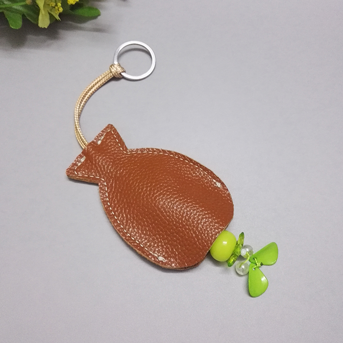Móc khóa da cá dễ thương Khóa da Baotou Bộ khóa da handmade móc khóa thời trang cá tính ví móc khóa da thật