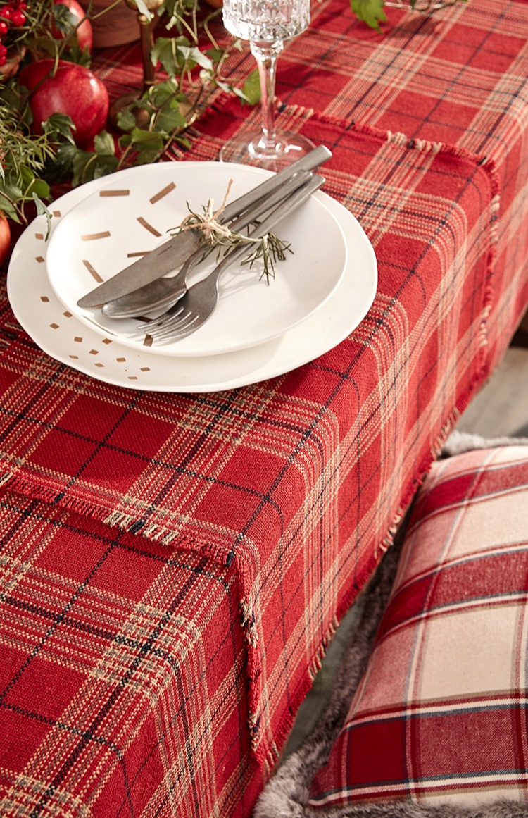 Crayon pie đỏ Giáng sinh mạng lưới khăn ăn ins gió Châu Âu Mỹ miệng vải Tây bảng mat đặt placemat chống trượt - Khăn trải bàn vải trải bàn