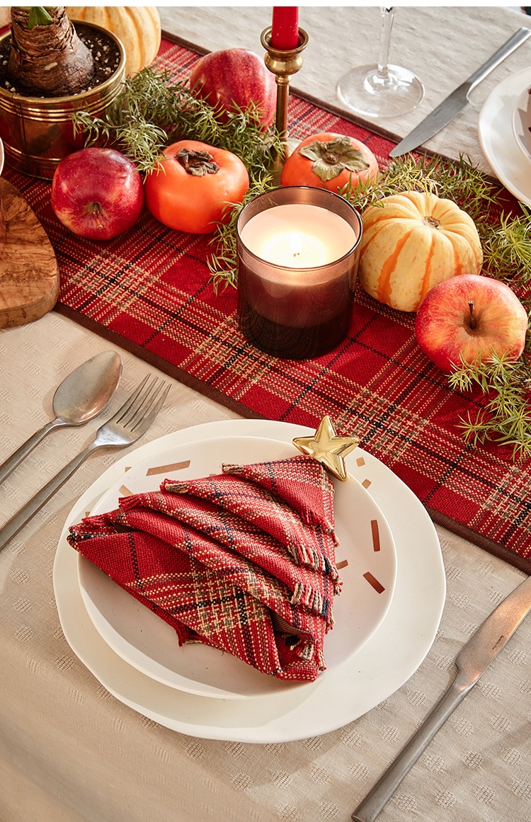 Crayon pie đỏ Giáng sinh mạng lưới khăn ăn ins gió Châu Âu Mỹ miệng vải Tây bảng mat đặt placemat chống trượt - Khăn trải bàn vải trải bàn