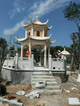 Late summer red stone double Pavilion processing various styles Stone Carving Pavilion custom marble hexagonal ancient building Pavilion